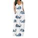 Frecoccialo Women V-Neck Maxi Dress Sleeveless Halter One-Piece Spaghetti Strap Plus Size Gradient Sundress