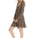 FREE PEOPLE Womens Black Pradera Floral Long Sleeve V Neck Mini Fit + Flare Dress Size: S