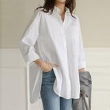 Women's Plus Size Solid Pocket Loose Blouse Casual Button Long Sleeve Shirt Top