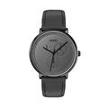 hugo men's #guide - ultra slim quartz black ip and leather strap casual watch, grey, 1530009