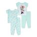 Disney Minnie Mouse Baby and Toddler Girls Snug Fit Cotton Short Sleeve T-Shirts and Pants, 4-Piece Pajama Set, Sizes 9M-24M