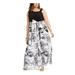 R&M RICHARDS Womens Black Belted Floral Sleeveless Full-Length Fit + Flare Formal Dress Size 18W