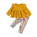 Newborn Baby Girls 2-piece outfit Set Long Sleeve Top and Floral Print Pants Set for Kids Girls