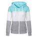 MIARHB Women Casual Long Sleeve Thin Zip Contrast Hood Patchwork Hoodies Jacket Coat