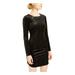 SEQUIN HEARTS Womens Black Glitter Long Sleeve Jewel Neck Short Body Con Cocktail Dress Size 11