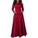 Women's Long Sleeve Cowl Neck High Waisted Party Pockets Cocktail Maxi Dress