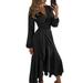 Women's Long Sleeve Deep V Neck Wrap Dress Elegant Formal Dress Party Cocktail Dresses