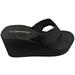 HH5512-L Women High Wedge Platform Slides Flip Flop Open Toe Sandal Black