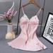 Women Lace V-neck Emulation Silk Satin Night Dress Sexy Lingerie women Home Clothes