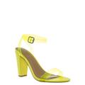 Mania41 by Bamboo, Neon Clear Block High Heel Sandal - Lucite Transparent Open Toe Shoes (women)