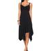 Women's Casual Spaghetti Strap Ruched Front Asymmetrical Hem A-line Sun Dress