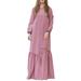 Women's Long Sleeve Button Down Shirt Dress Holiday Pleated Maxi Dresses