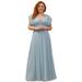 Ever-Pretty Women's Gorgeous Embroidery Wedding Bridesmaid Dresses for Women 08572 Blue US18