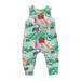 Emmababy Newborn Infant Baby Girls Boys Romper Cartoon Print Sleeveless Cotton Jumpsuits