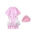 UKAP 0-3Y Infant Newborn Baby Girl Two-Piece Swimsuit Swimwear Set Short Sleeve Rash Guard + Swim Hat Toddler Beachwear Bathing Suit Swimming Costume Flamingo Swan Printed