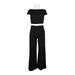 Donna Morgan Boat Neck SHort Sleeve Banded Zipper Back Stretch Crepe Jumpsuit-IVORY BLACK