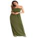 Fashion Women Bodycon Dress Sexy Off Shoulder Strapless Dresses Evening Party Maxi Long Dress With Pockets Vestidos Army Green M