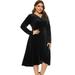 Tomshoo Women Plus Size Dress Crossover V Neck High Waist Drape Long Sleeve Midi Elegant One-Piece