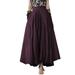 Women Elastic Waist A-Line Skirt Casual Solid Color Summer Party Maxi Skirt