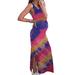 Winnereco Sleeveless Round Neck Pregnant Women Tie-dye Split Dresses (Dark Blue XL)