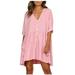 Follure Women's Fashion Casual V-Neck Solid Short Sleeve Button Pocket Short Dress,summer dresses for women