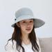 Lixada Women Raffia Straw Hat Bow Ribbon Brim Beach Sun Hat Hollow Out Detachable Summer Hat Cap Sunscreen Sunshade Dome Cap Visors Hats