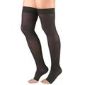 Truform Women's Stockings, Thigh High, Open Toe: 20-30 mmHg, Black, X-Large