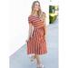 Women's Round Neck Short-Sleeved Dress Striped Short-Sleeved Dress