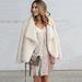 Women Winter Faux Fur Jacket Coat Open Front Long Sleeve Solid Color Warm Fleece Cardigan Outerwear