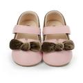 Soft Leather Baby Moccasins Shoes Newborn Rubber Sole First Walkers Toddler Shoes Infant Girls Anti-slip Prewalker Party Shoes Pink 12-18M