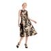 ADRIANNA PAPELL Womens Gold Floral Sleeveless Jewel Neck Midi Fit + Flare Evening Dress Size 6P