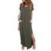 Avamo Women Plus Size Baggy Casual Loose Pocket Long Dress Long Sleeve Split Maxi Dresses Floral Print Party Flowy Maxi Dress Cocktail Party Evening Maxi Long Dress