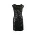 Lauren Ralph Lauren Womens Black Cap-Sleeve Sequin-Patterned Sheath Dress 4