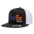 Custom Embroidered FedEx Ground Purple Orange Flat Bill Mesh Trucker Snapback Hat Yupoong Baseball Cap - Black / White