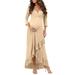 Binpure Solid Color Maternity Dress Long Sleeves V-neck Irregular Ruffle One-piece Clothes