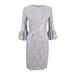 Betsy & Adam Women's Sequined Lace Bell-Sleeve Dress (4, Grey)