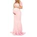 Niuer Women Maternity Pregnant Short Sleeve Mermaid Dress Empire Waist V Neck Lace Photo Shoot Ball Gown Evening Maxi Long Dress