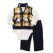 Carters Infant Boys 3 Piece Plaid Outfit Pants Thermal Creeper & Jacket Vest