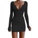 SweetCandy Full Sleeves Celebrity Bodycon Dress Sexy Club Vestidos Evening Party Dresses Autumn Sexy Deep V Neck Women Bandage Dress