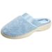 Isotoner Women's Microterry PillowStep Satin Cuff Clog Slippers, Denim, 5.5-6 B(M) US