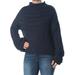 JESSICA SIMPSON Womens Navy Ribbed Cuffed Sweater Size: L