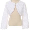 Big Girls' Adorable Faux Fur Pearl Button Bolero Jacket Winter White Size 8