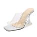 Rotosw Womens Slipper Slingback Thin Heel Heel Slip On Transparent tape Shoes