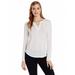 Nydj Women's Front Lace Solid Viscose Top Optic Long Sleeve Slim Fit V-Neck White X-large