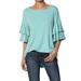 TheMogan Women's S~3X Casual 3/4 Tiered Bell Sleeve Boat Neck Blouse Top Shirt