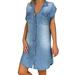 Women Sleeveless Casual Loose Denim Dress Ladies Summer Long Tops Blouse Mini Shirt Dress