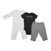 The William Carter Co. Baby Girls 3-Piece Size 3 Months "Unicorn & Stars" Bodysuits & Pant Set, Black/Gold