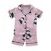 Baby Unisex Pajamas Set Kids Boys Girls Easter Bunny Print Short Sleeve Outfits Set Blouse Tops+Shorts Summer Sleepwear Toddler Button Down Boy Girl 2 Piece Pj Set