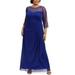 ALEX EVENINGS Womens Blue Embellished 3/4 Sleeve Jewel Neck Maxi Shift Evening Dress Size 20W
