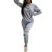 ZIYIXIN Women Casual 2-Piece Outfit Set Long Sleeve Zipper Top+Pants Set for Ladies Female